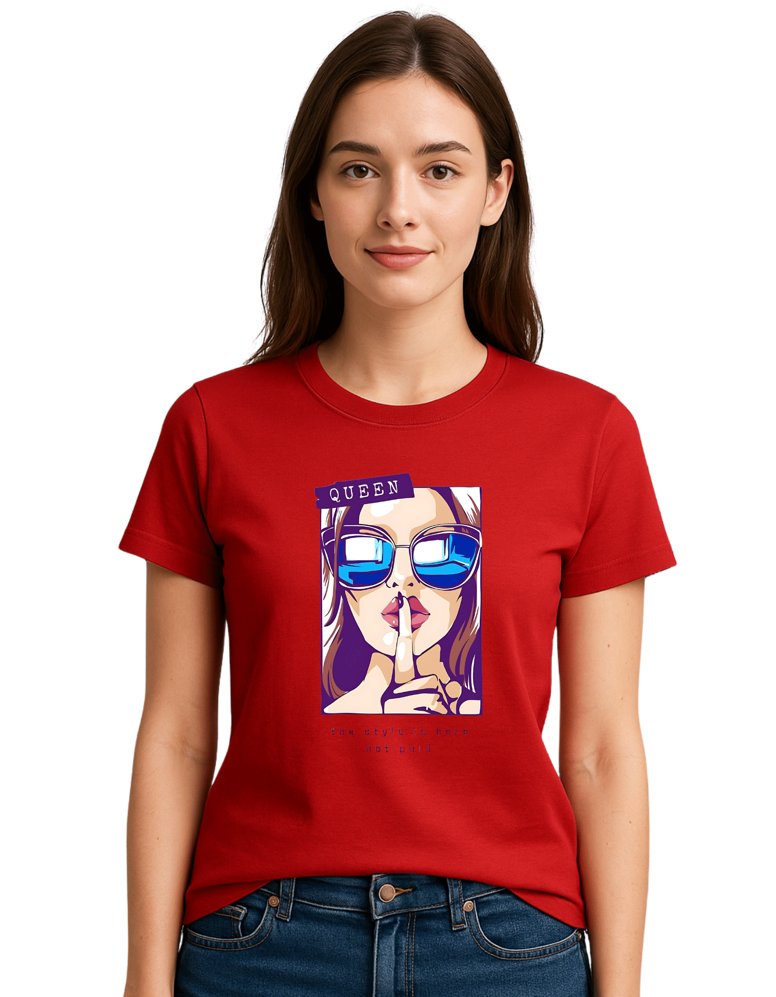     			KMB & CO. Women Cotton Printed Regular Fit Round Neck T-Shirt ( Red )