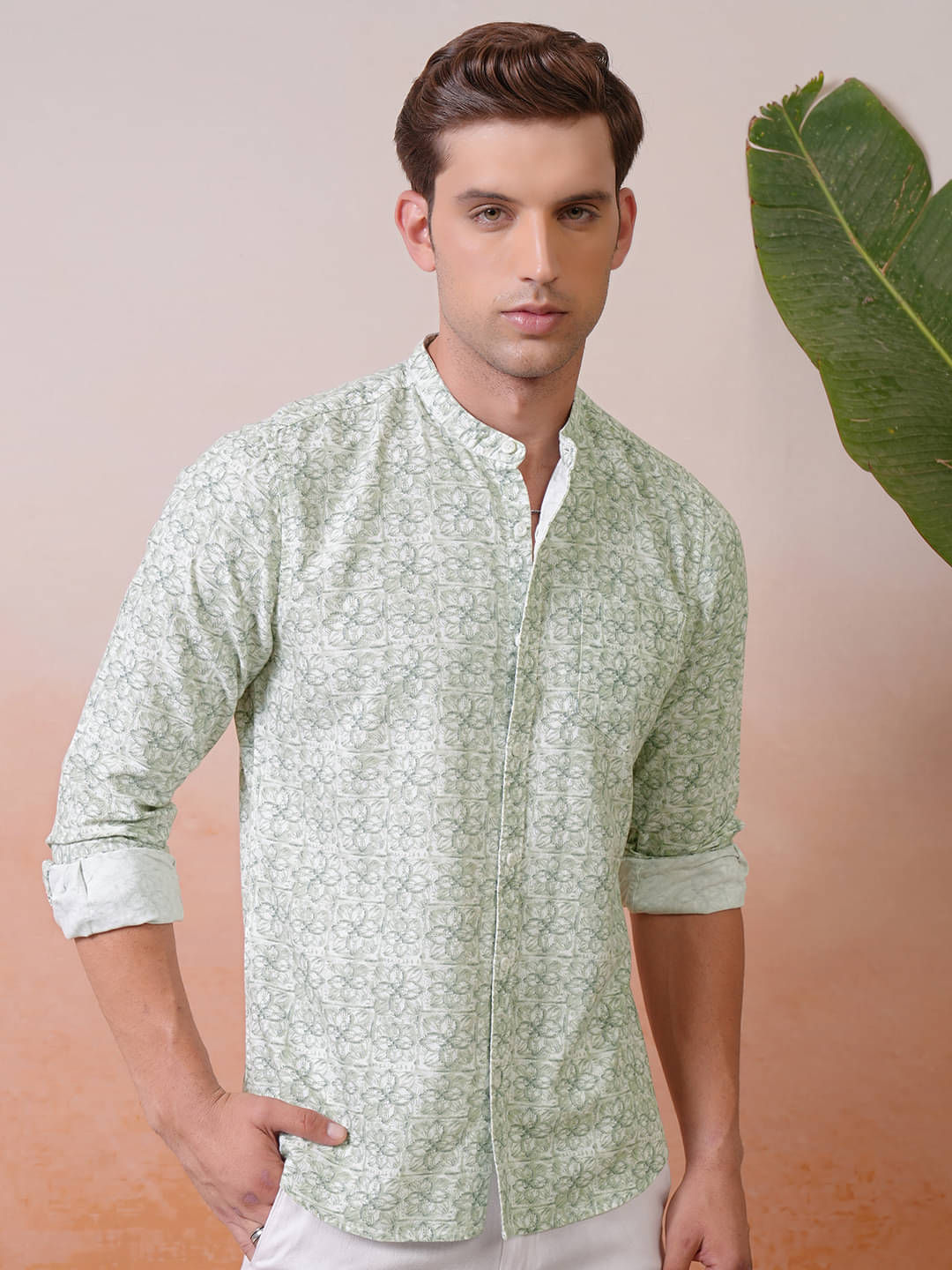     			Locomotive 100% Cotton Regular Fit Printed Full Sleeves Men's Casual Shirt - Green ( Pack of 1 )