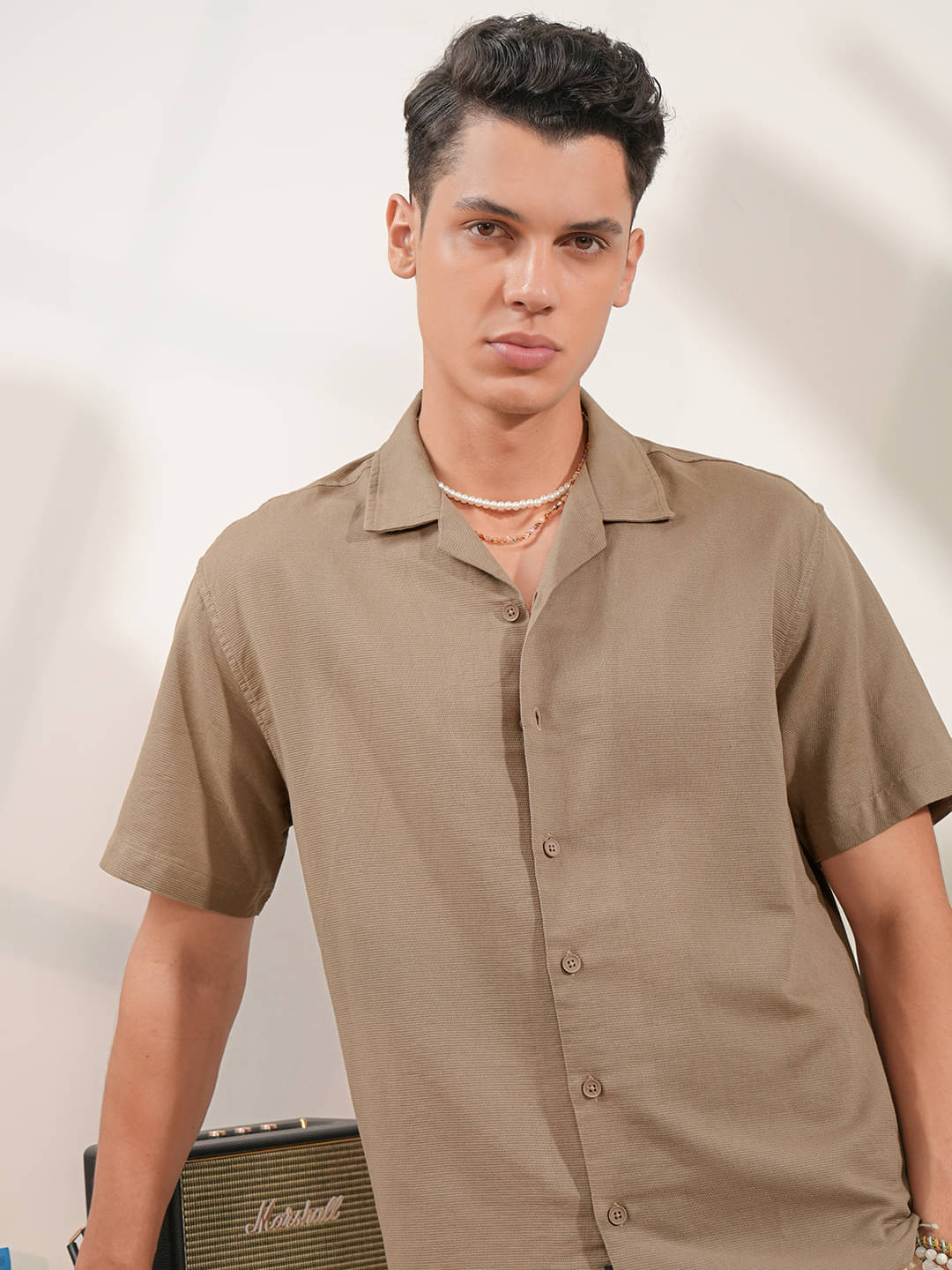 Locomotive 100% Cotton Relaxed Fit Solids Half Sleeves Men's Casual Shirt - Khaki ( Pack of 1 ) Locomotive 100% Cotton Relaxed Fit Solids Half Sleeves Men's Casual Shirt - Khaki ( Pack of 1 )