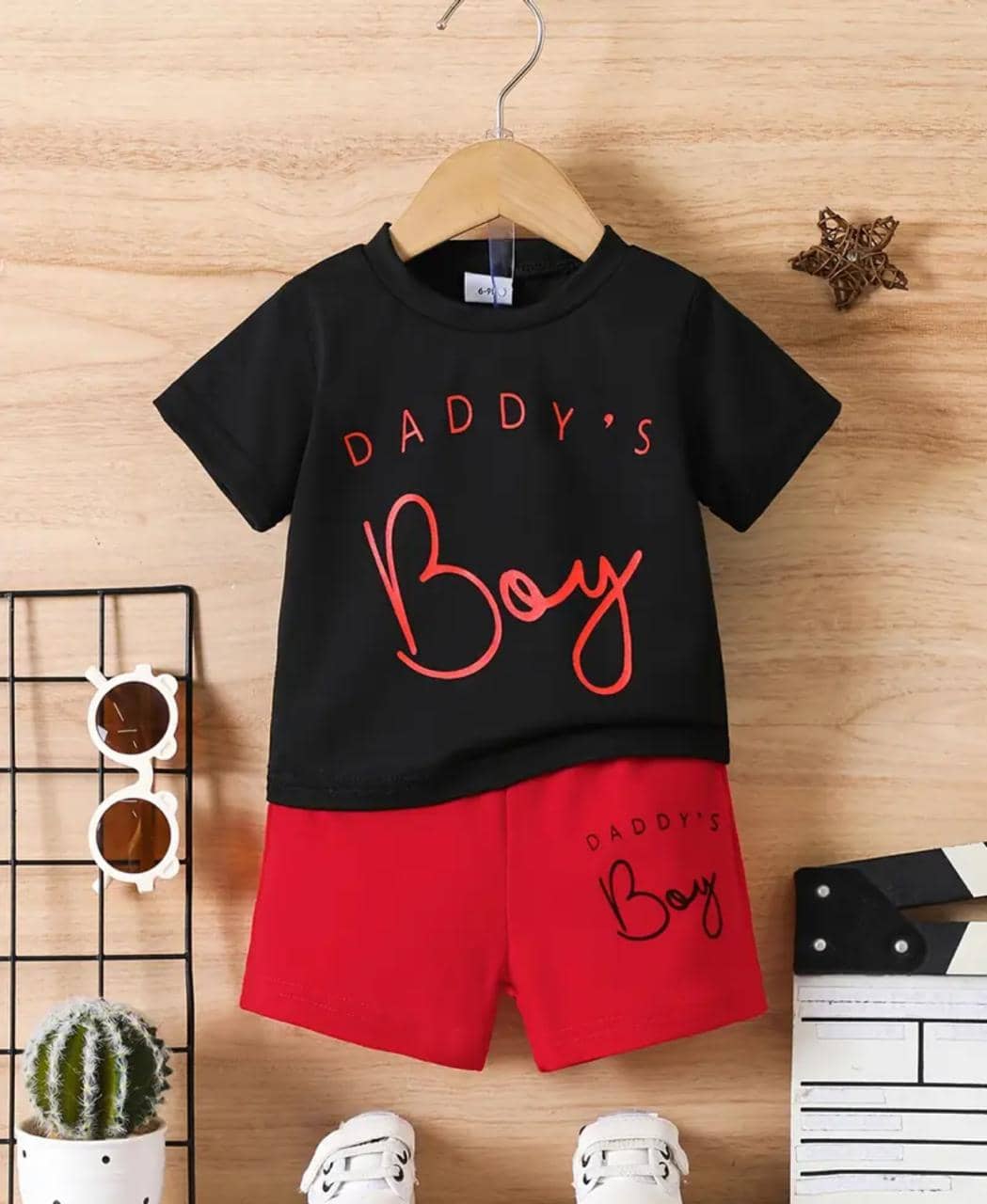 MUSNAHGARMENTS Pack of 1 Baby Boys Cotton T-Shirt & Shorts Set ( Black )