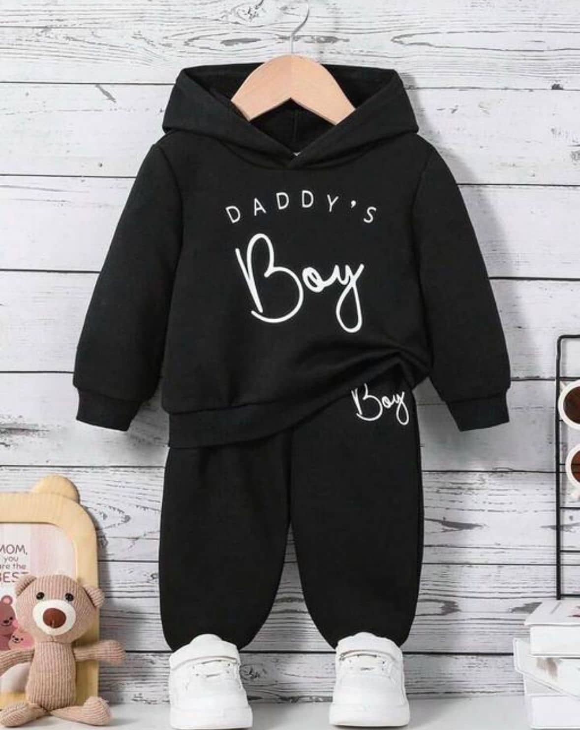 MUSNAHGARMENTS Pack of 1 Baby Boys Cotton Sweatshirt & Trackpant Set ( Black )