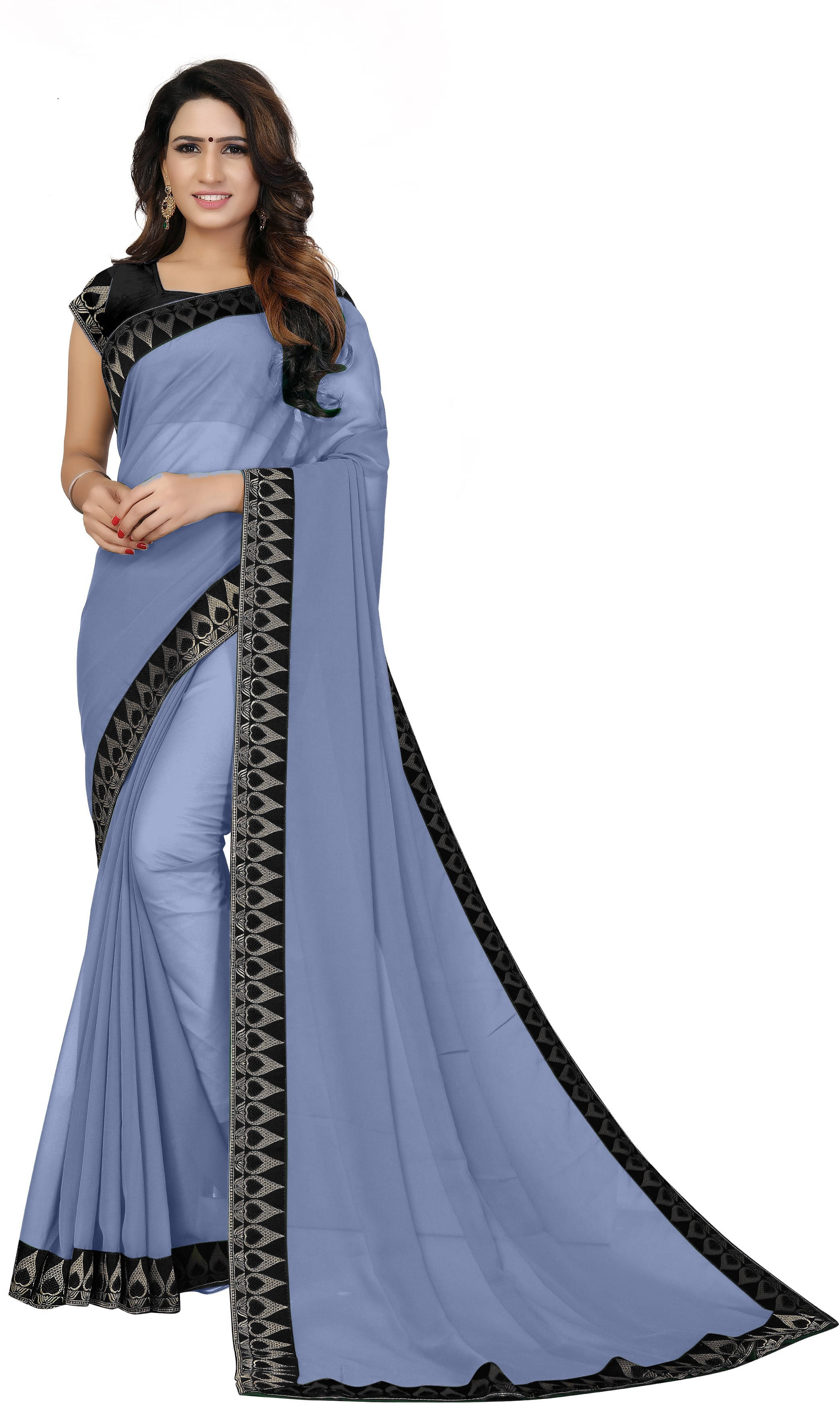 OM SAI CREATION Cotton Blend Printed Saree With Unstitched Blouse Piece ( Grey ) OM SAI CREATION Cotton Blend Printed Saree With Unstitched Blouse Piece ( Grey )