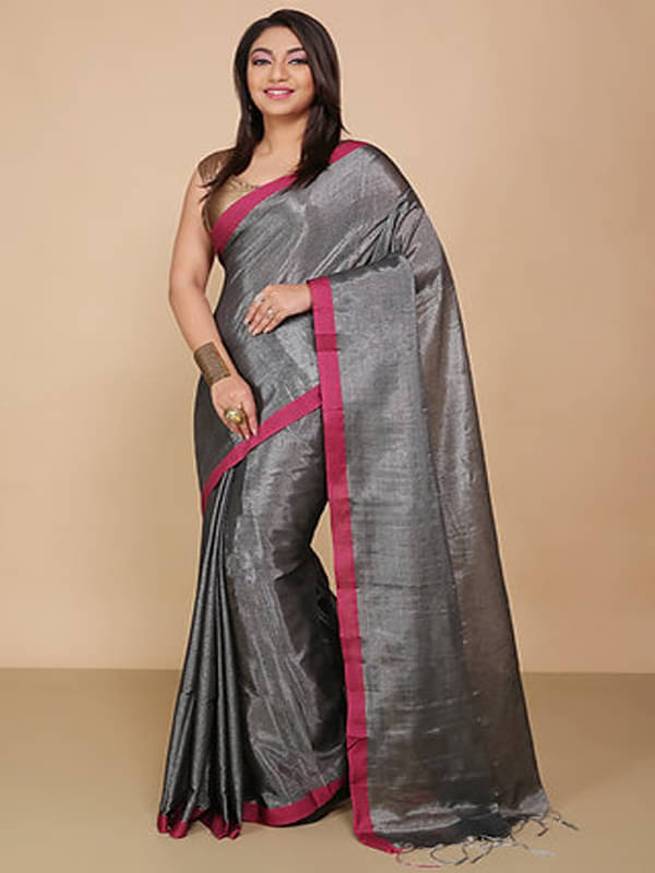    			PIYARI FASHION Tissue Woven Tant Saree With Unstitched Blouse Piece ( Grey )