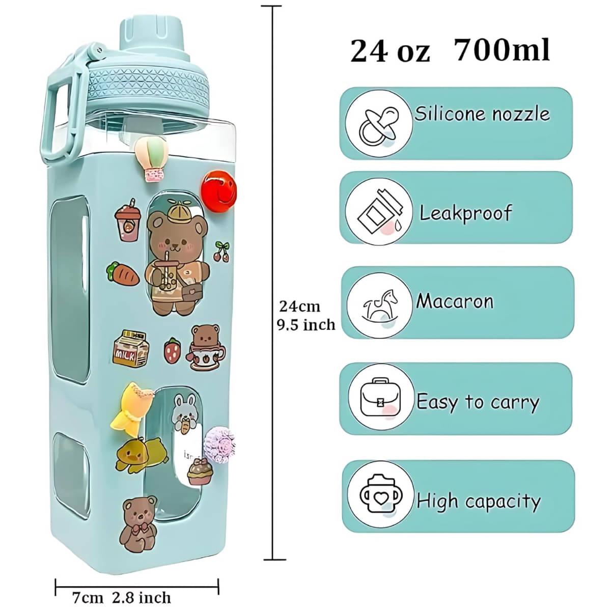     			(Pack 1) Cartoon water bottle for kids, Kawaii Water Bottle, School Water bottle for kids, Girls Water Bottle, Designed Water bottle for Girls, kids school water bottle, Cartoon Water Bottle, Kawaii Water Bottle for Girls (Multicolor)