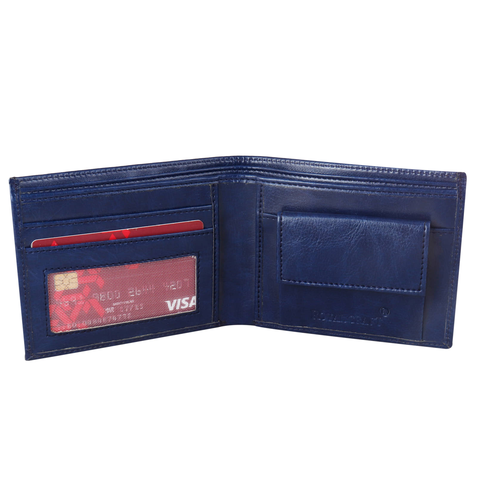     			Royal Craft Faux Leather Self Design,Solid Men's Two Fold Wallet With 3 Slots For Card ( Blue , Pack of 1 )