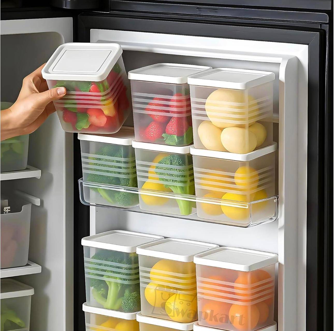 Sparrow Fridge Storage Boxes Plastic Transparent Multi-Purpose Container ( Set of 6 ) Sparrow Fridge Storage Boxes Plastic Transparent Multi-Purpose Container ( Set of 6 )