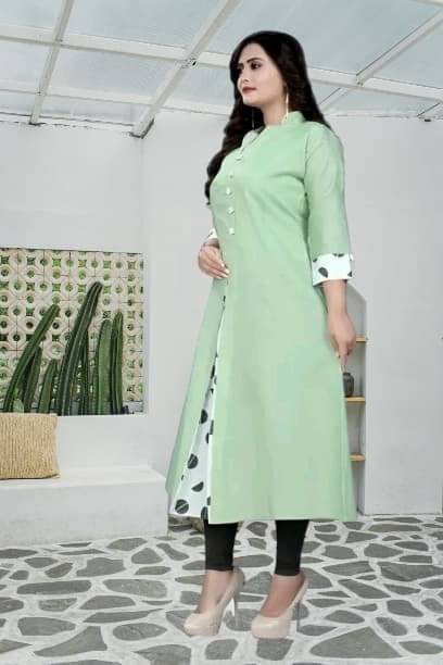     			TEXPA FASHION Women Cotton Flex Solid A-line Kurti ( Light Green )