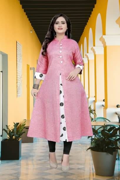     			TEXPA FASHION Women Cotton Flex Solid A-line Kurti ( Pink )