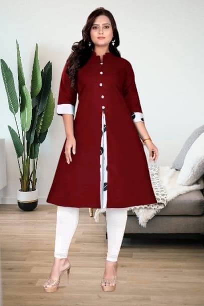     			TEXPA FASHION Women Cotton Flex Solid A-line Kurti ( Maroon )