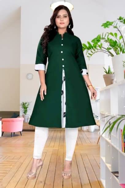 TEXPA FASHION Women Cotton Flex Solid A-line Kurti ( Green ) TEXPA FASHION Women Cotton Flex Solid A-line Kurti ( Green )