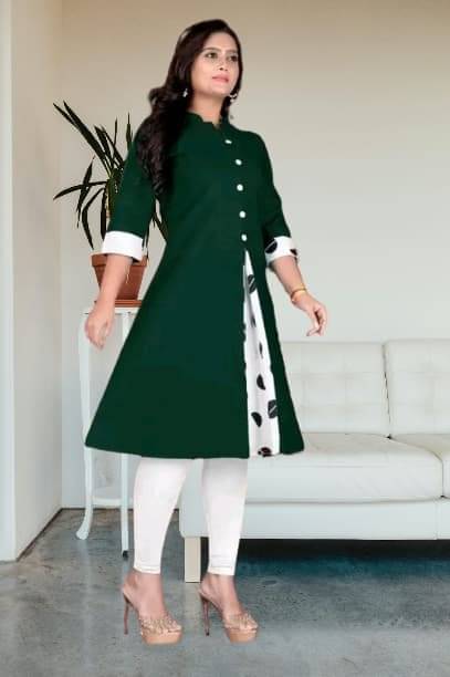 TEXPA FASHION Women Cotton Flex Solid A-line Kurti ( Green ) TEXPA FASHION Women Cotton Flex Solid A-line Kurti ( Green )