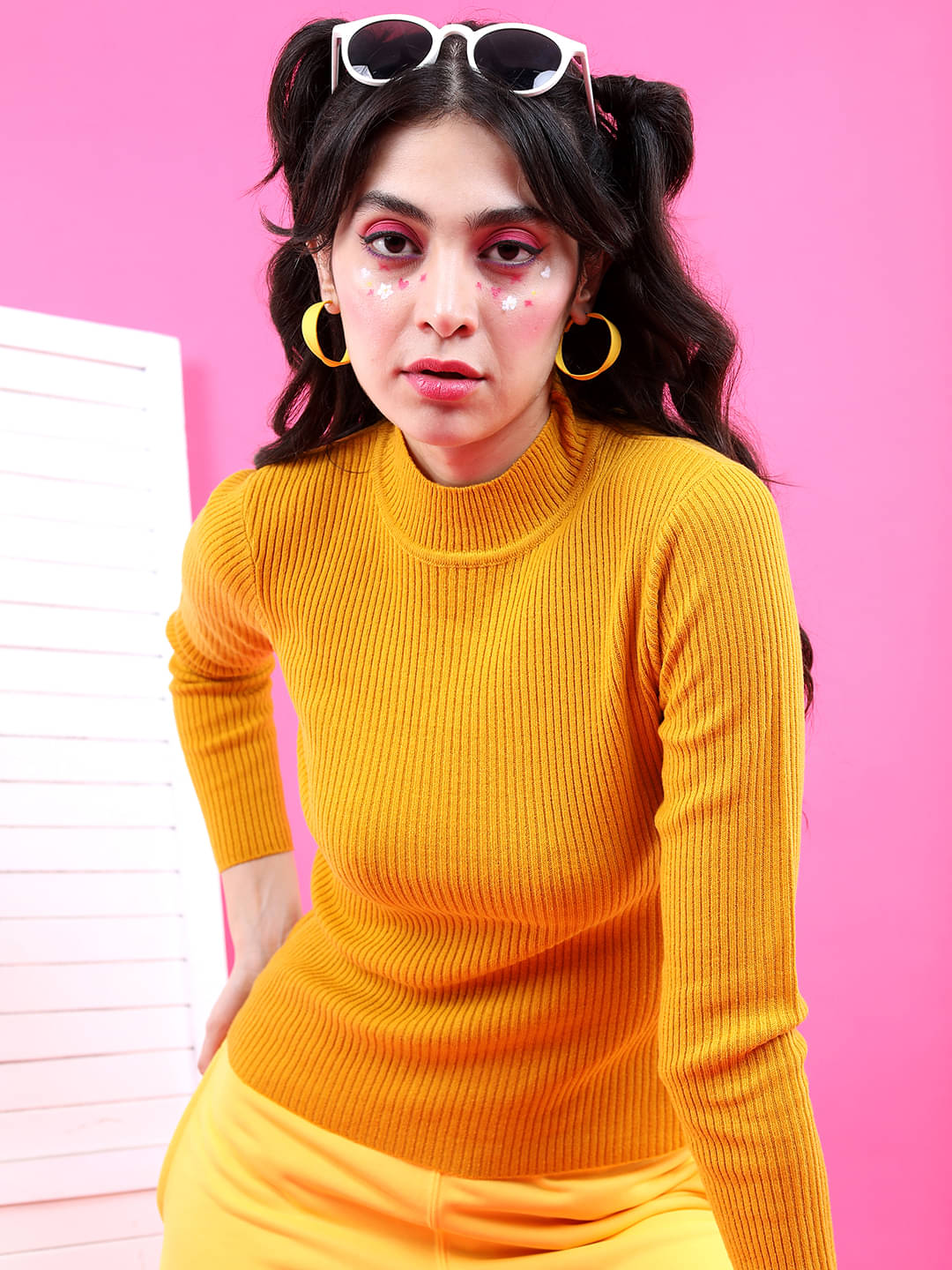     			Tokyo Talkies Acrylic High Neck Women's Pullovers - Yellow (Pack of 1)