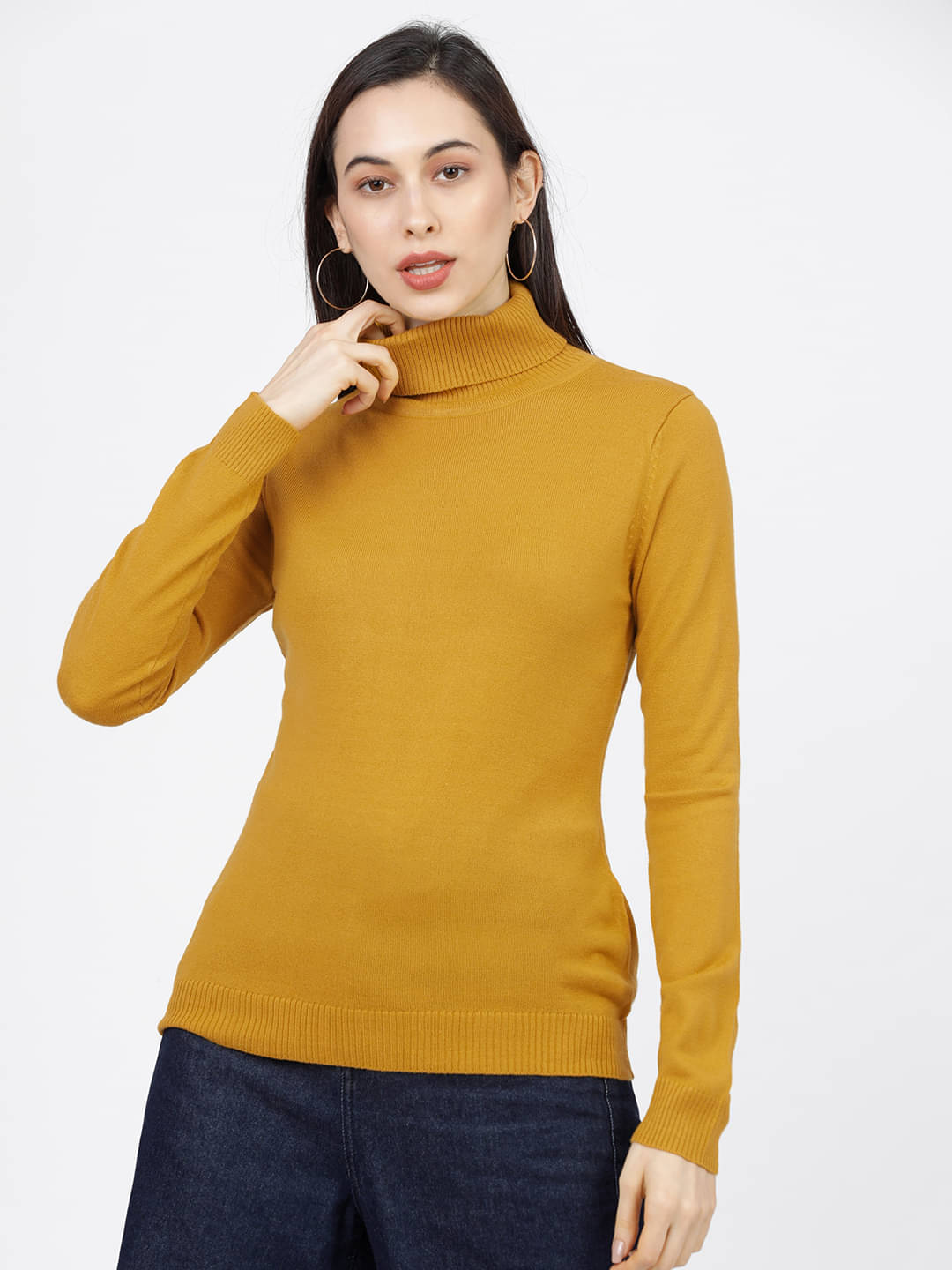 Tokyo Talkies Acrylic Regular Collar Women's Pullovers - Yellow (Pack of 1) Tokyo Talkies Acrylic Regular Collar Women's Pullovers - Yellow (Pack of 1)