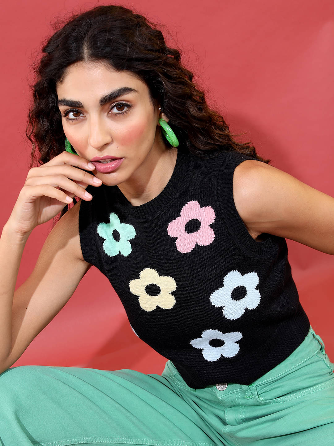     			Tokyo Talkies Women Acrylic Round Neck Pullover ( Black )