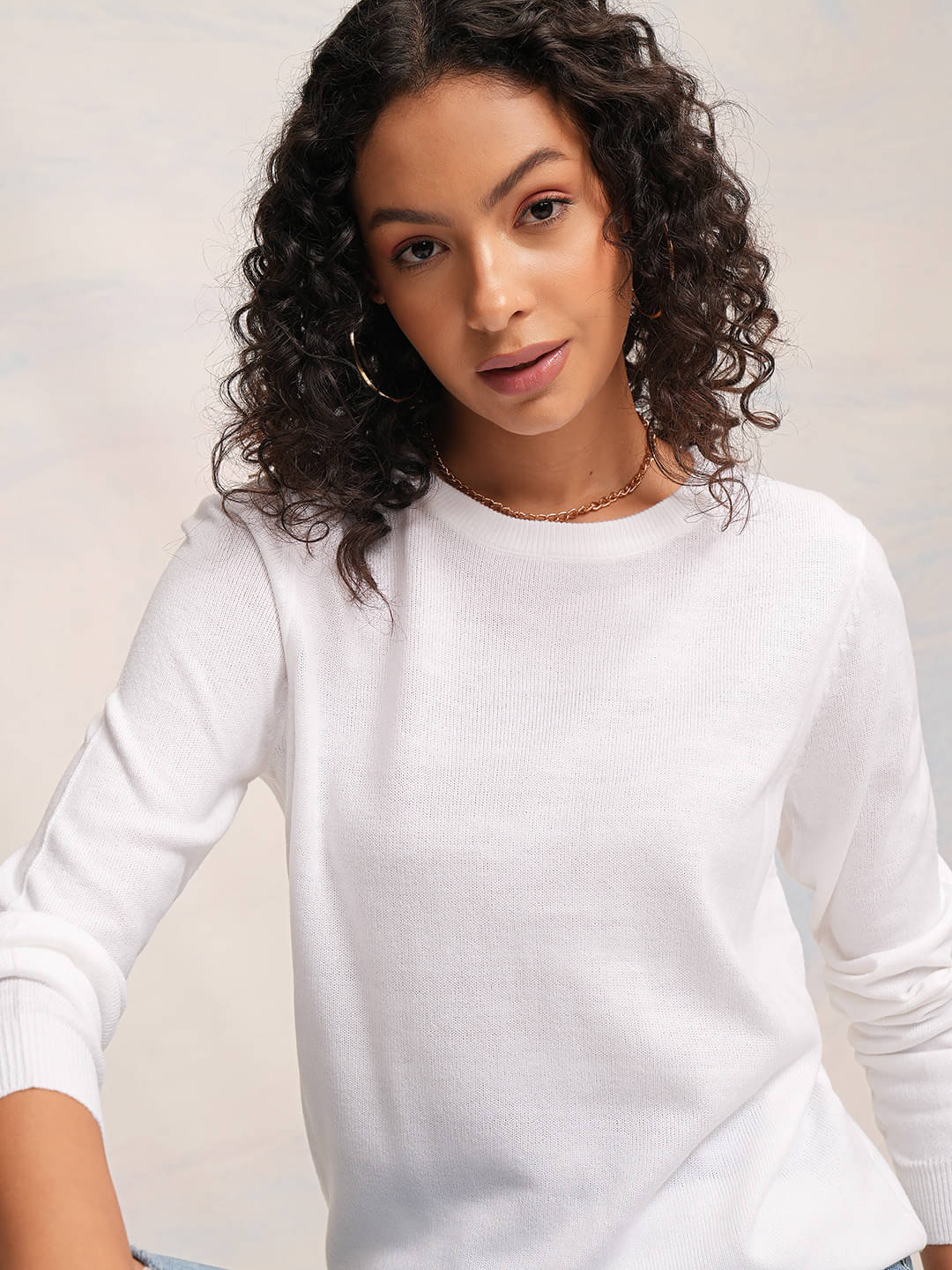     			Tokyo Talkies Acrylic Round Neck Women's Pullovers - White (Pack of 1)