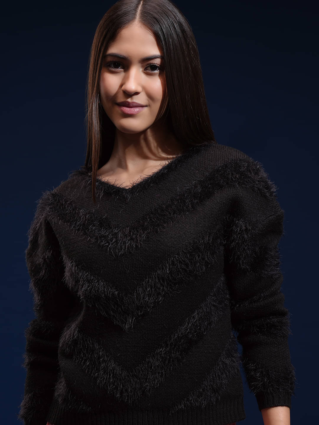 Tokyo Talkies Women Acrylic Round Neck Pullover ( Black ) Tokyo Talkies Women Acrylic Round Neck Pullover ( Black )