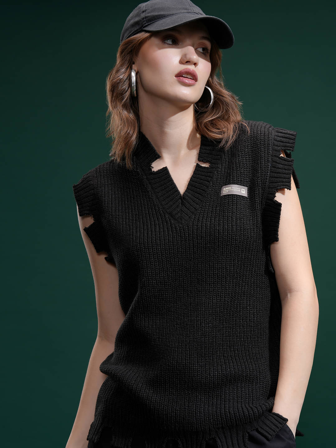     			Tokyo Talkies Acrylic V Neck Women's Pullovers - Black (Pack of 1)
