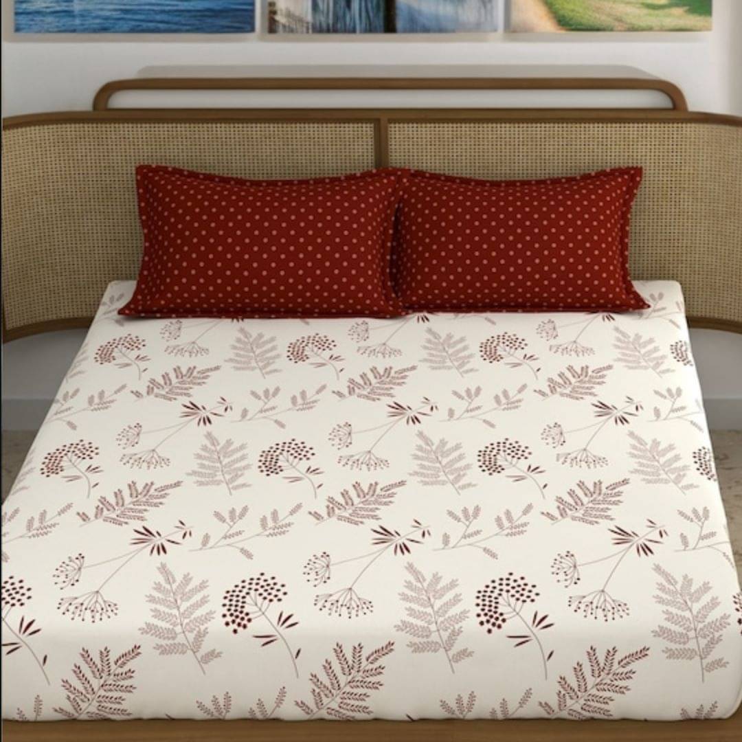 UrbanArts Glace Cotton 1 Double King Bedsheet with 2 Pillow Covers ( Off White ) UrbanArts Glace Cotton 1 Double King Bedsheet with 2 Pillow Covers ( Off White )