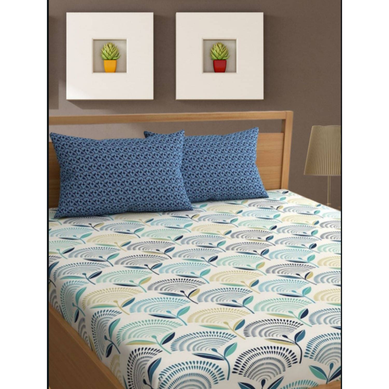 UrbanArts Glace Cotton 1 Double King Bedsheet with 2 Pillow Covers ( Blue ) UrbanArts Glace Cotton 1 Double King Bedsheet with 2 Pillow Covers ( Blue )