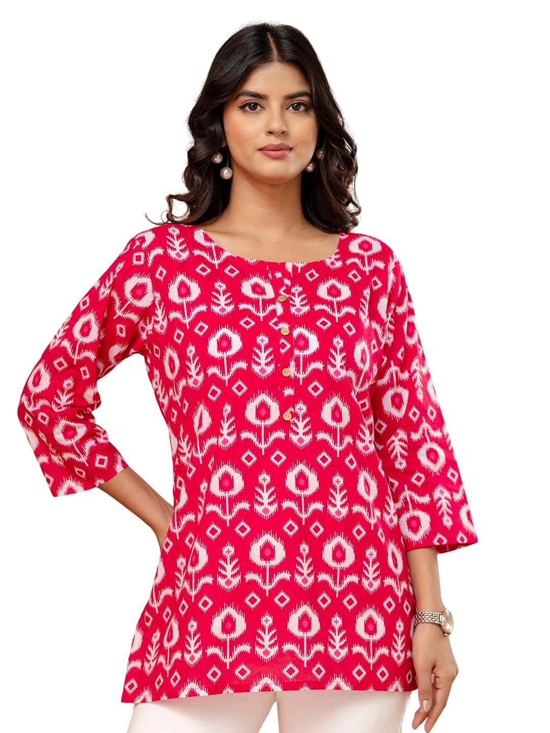 feranoid Women Cotton Printed Straight Kurti ( Pink ) feranoid Women Cotton Printed Straight Kurti ( Pink )