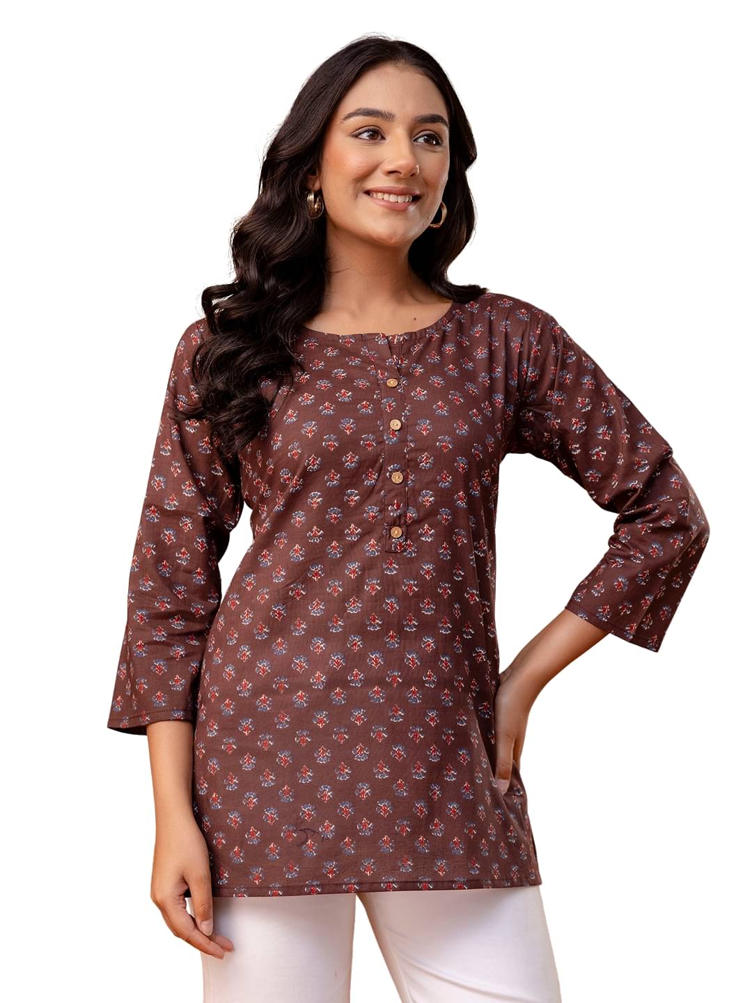     			feranoid Women's Cotton Regular Top ( Brown )