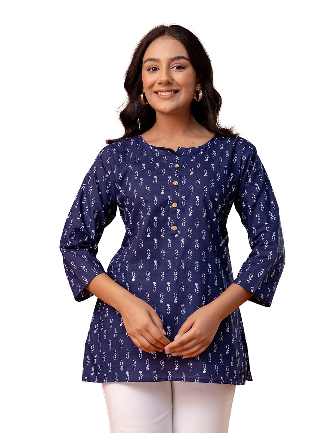 feranoid Women's Cotton Regular Top ( Navy Blue ) feranoid Women's Cotton Regular Top ( Navy Blue )
