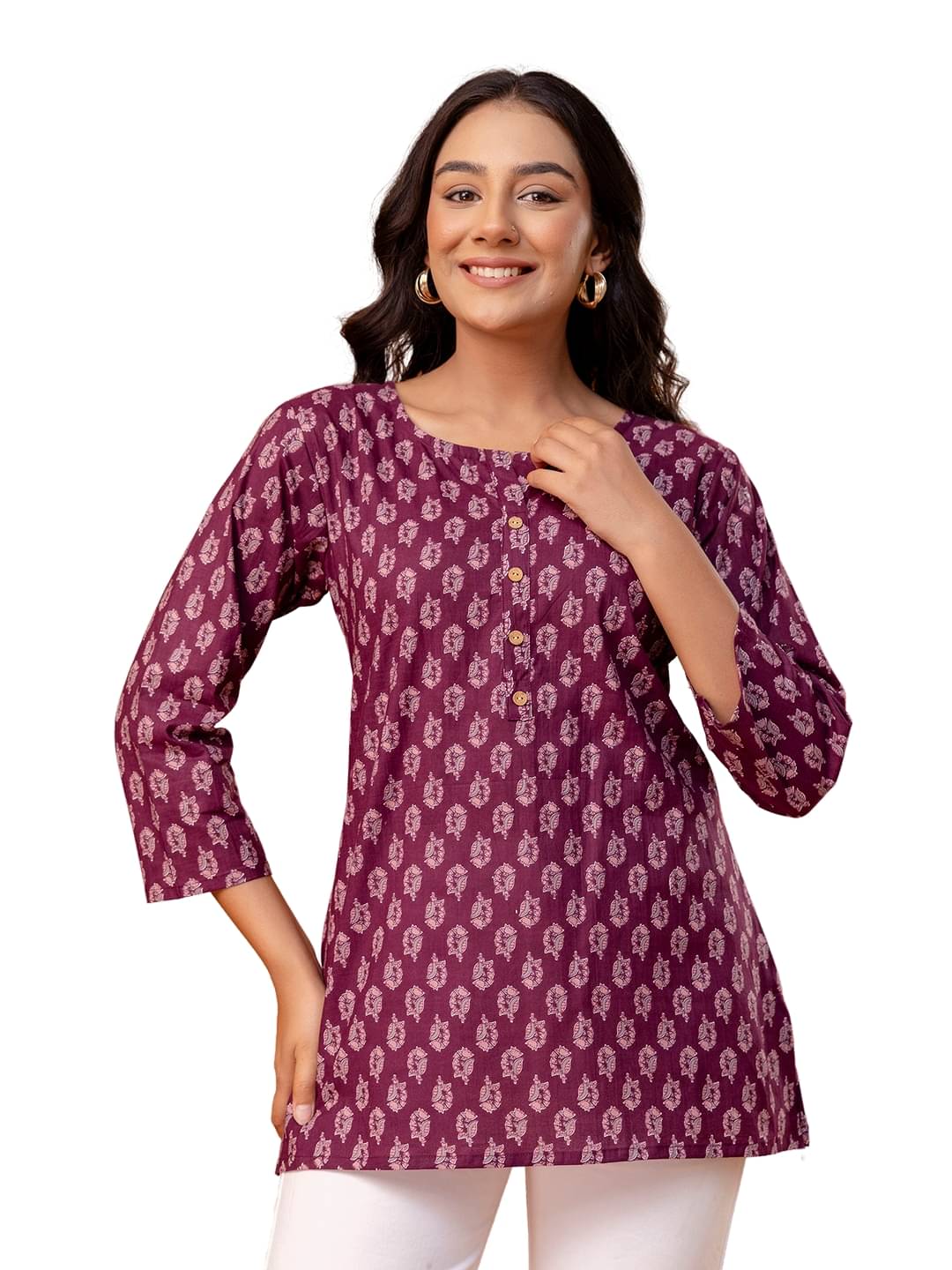 feranoid Women's Cotton Regular Top ( Wine )     			feranoid Women's Cotton Regular Top ( Wine )