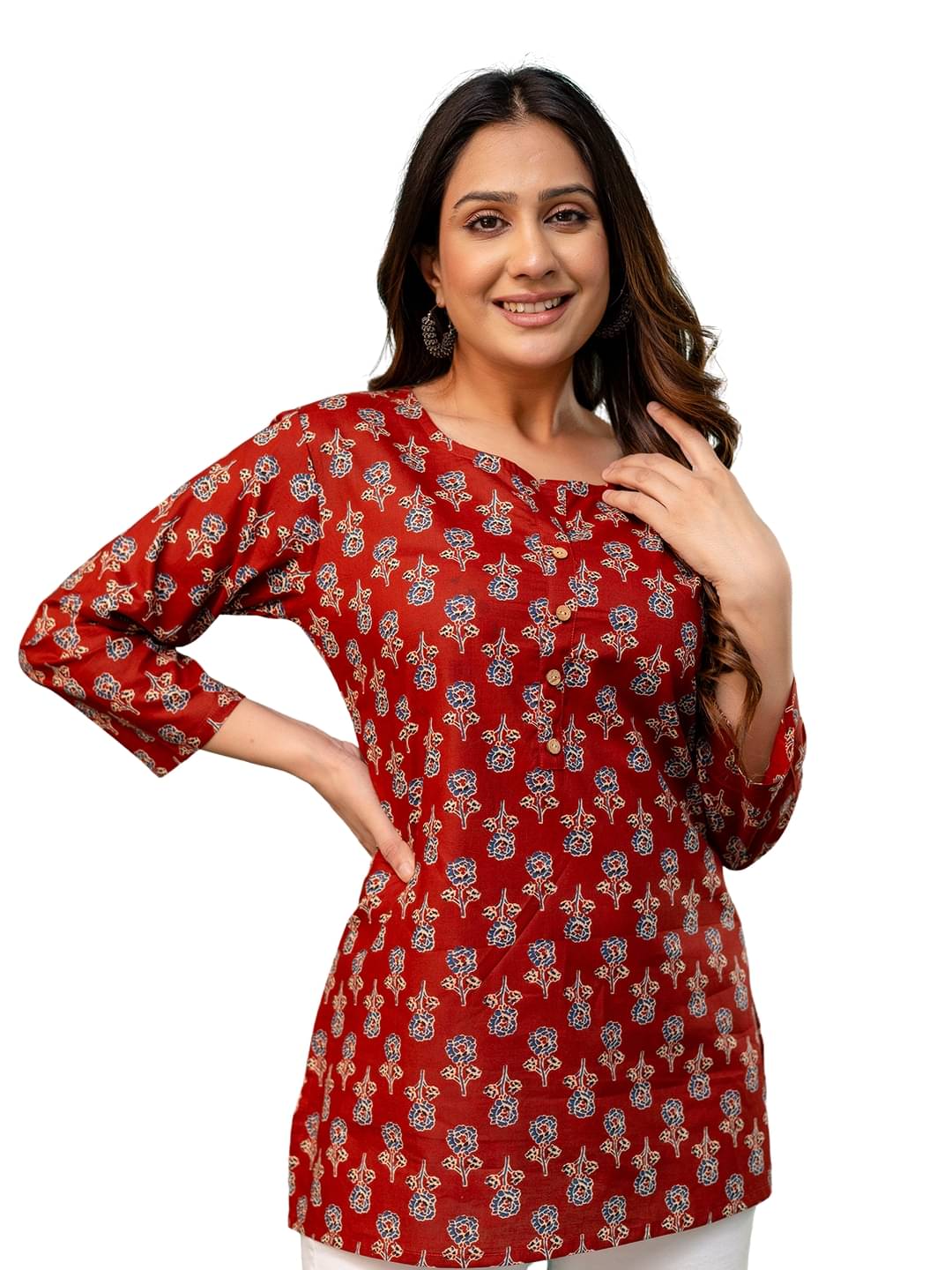    			feranoid Women's Cotton Regular Top ( Red )