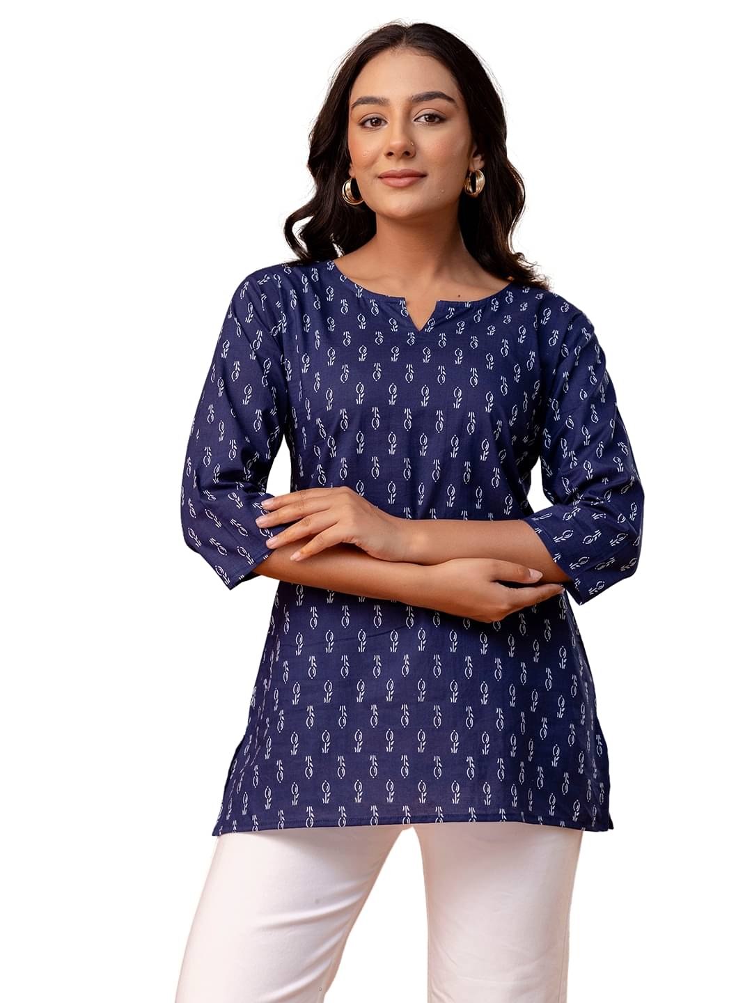 feranoid Women's Cotton Regular Top ( Navy Blue ) feranoid Women's Cotton Regular Top ( Navy Blue )