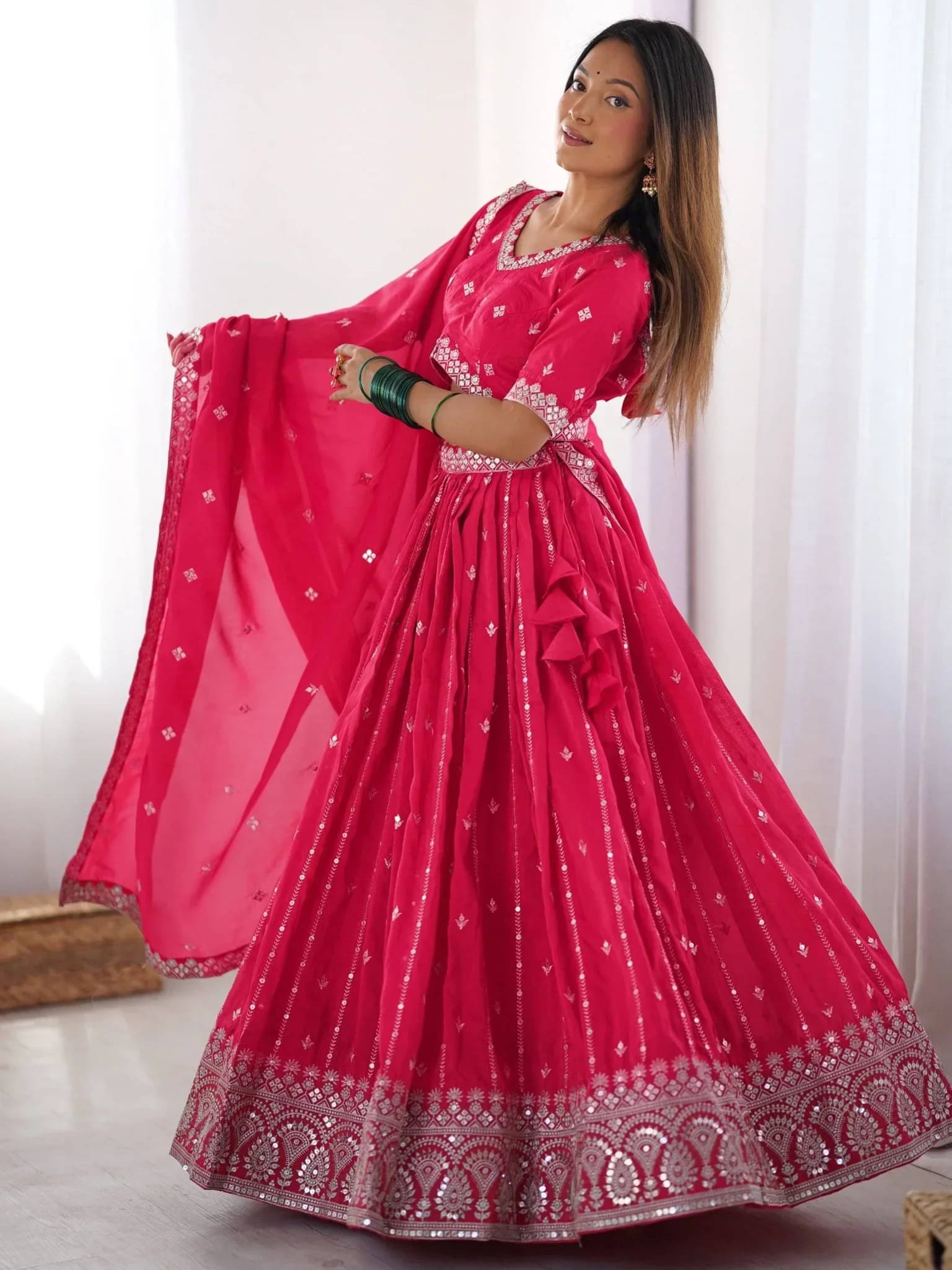 kedar fab Pink Georgette Circular Semi Stitched Lehenga Single kedar fab Pink Georgette Circular Semi Stitched Lehenga Single