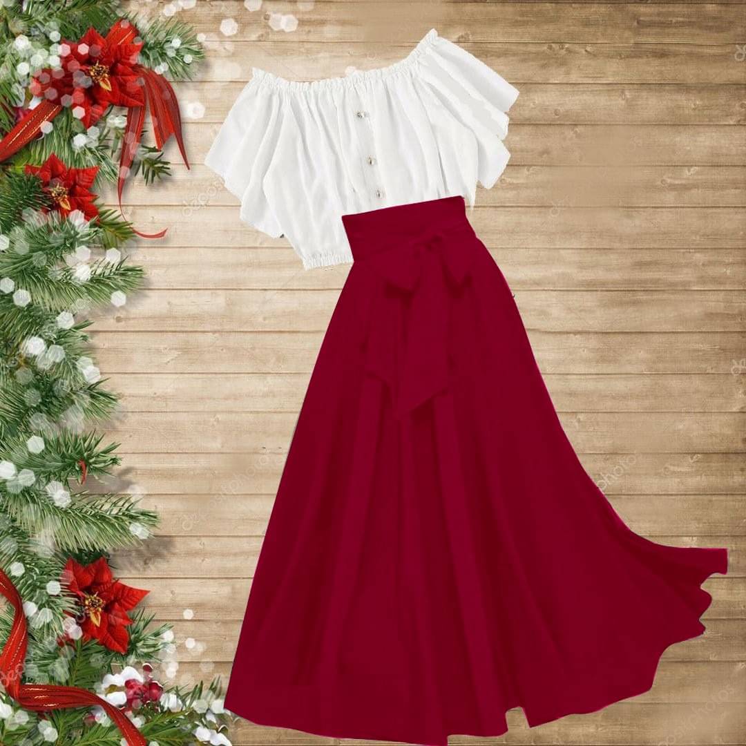     			shitdhey Women Solid Top Skirt Co-Ord Set ( Red )