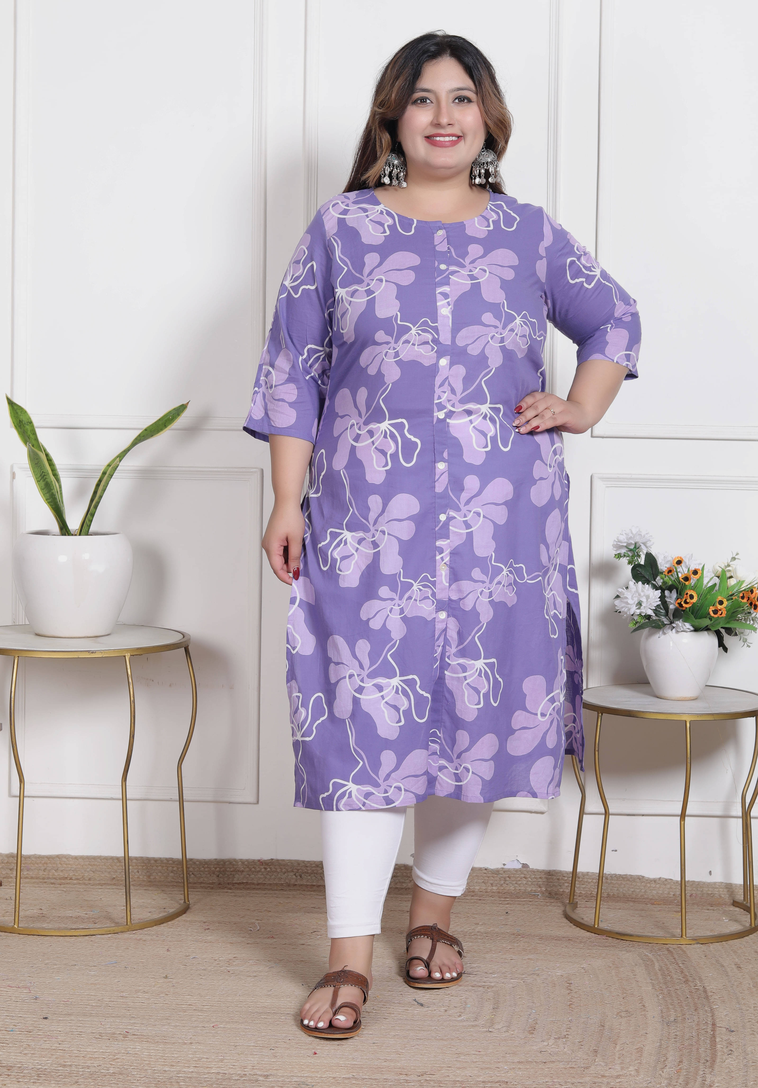 AKRITIK Women Cotton Printed Straight Kurti ( Purple )     			AKRITIK Women Cotton Printed Straight Kurti ( Purple )