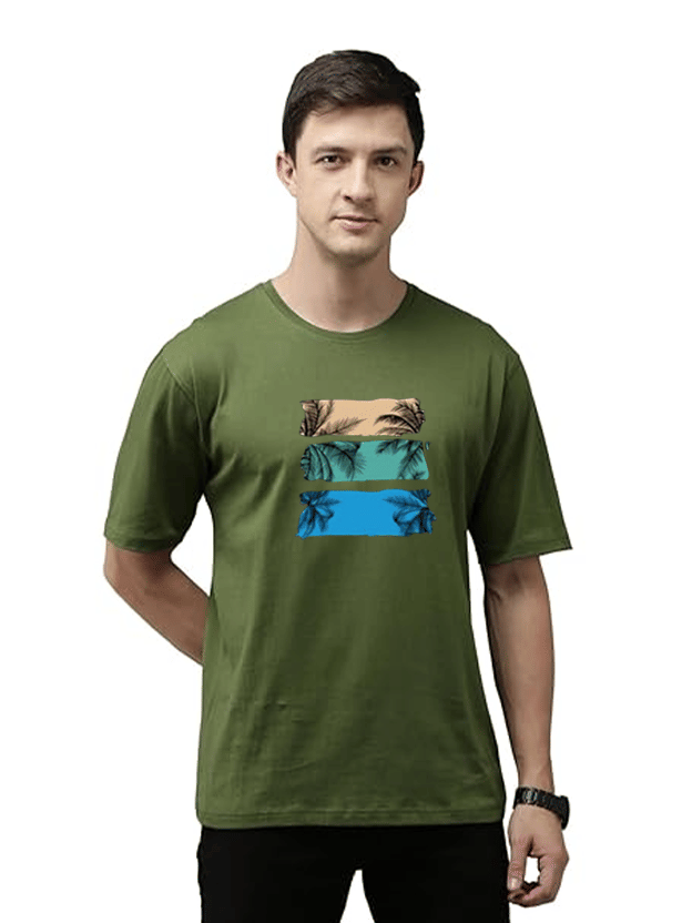 ATIGIANO APPAREL Men Cotton Oversized Fit Printed T-Shirt ( Olive Green )     			ATIGIANO APPAREL Men Cotton Oversized Fit Printed T-Shirt ( Olive Green )