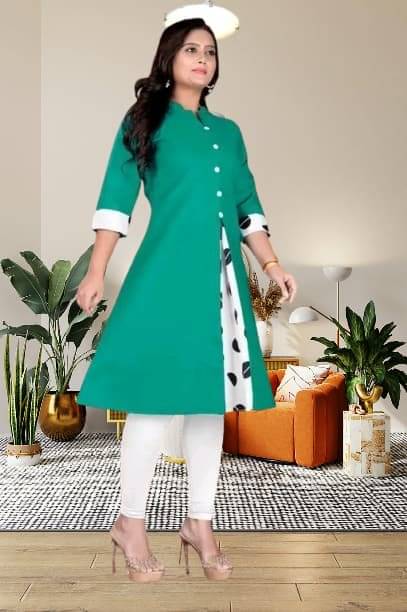     			BONISTA FASHION FOR ALL Women Cotton Flex Solid A-line Kurti ( Dark Green )