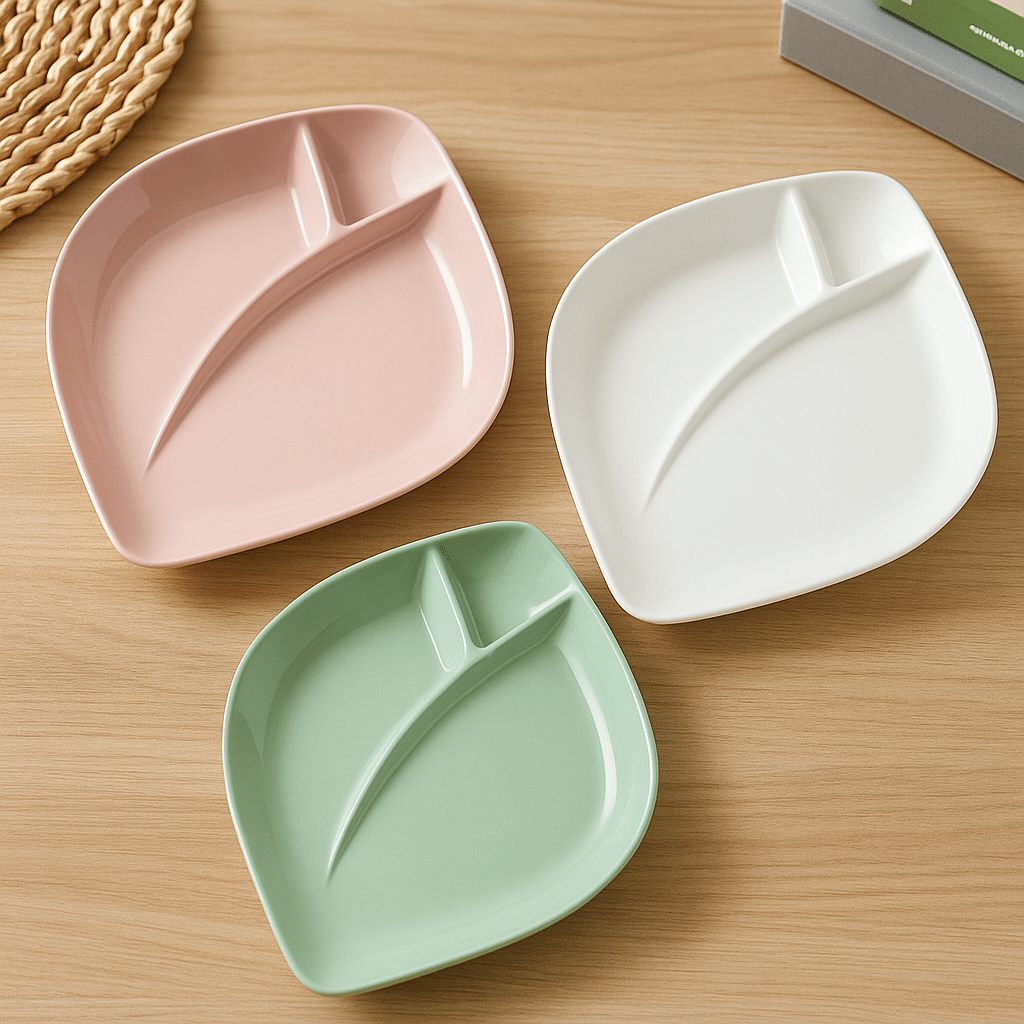     			Baskety 3 Pcs Plastic Multi Color Dessert Plate