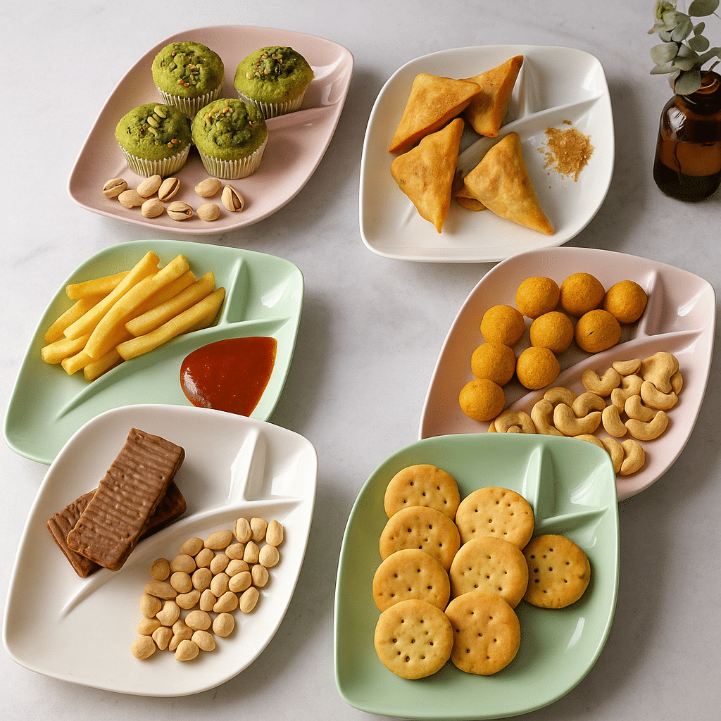     			Baskety 6 Pcs Plastic Multi Color Dessert Plate