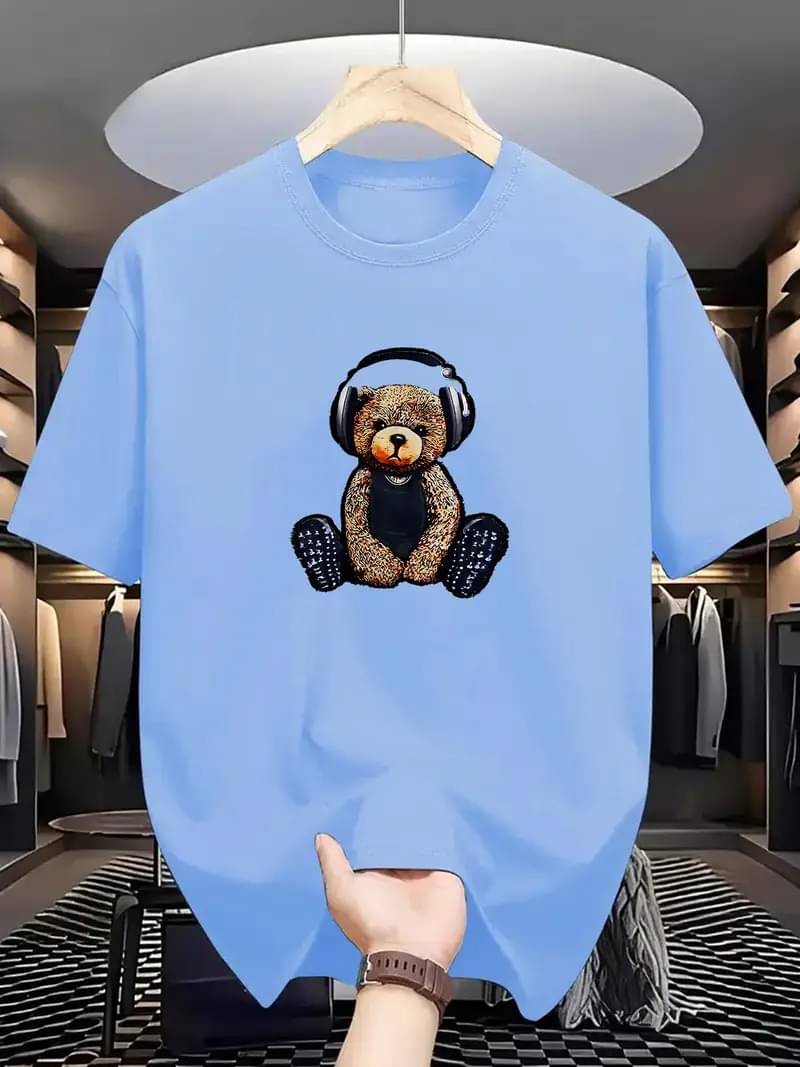     			ELBATROSS Men Polyester Regular Fit Printed T-Shirt ( Sky Blue )