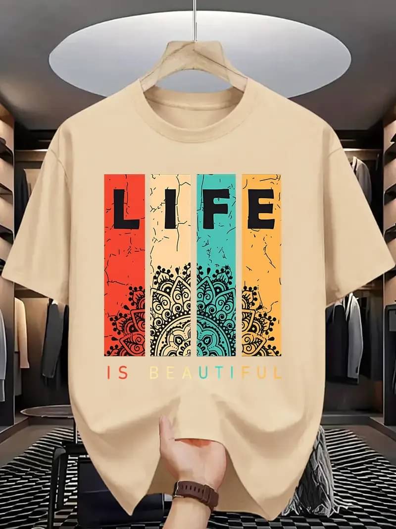     			ELBATROSS Men Polyester Regular Fit Printed T-Shirt ( Beige )