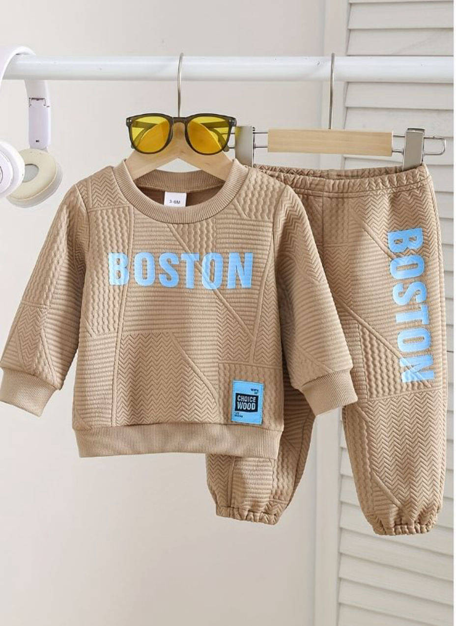 FABOZA Cotton Blend Self Design T-shirt With Capris Co-Ord Set For Boys ( Brown ) FABOZA Cotton Blend Self Design T-shirt With Capris Co-Ord Set For Boys ( Brown )