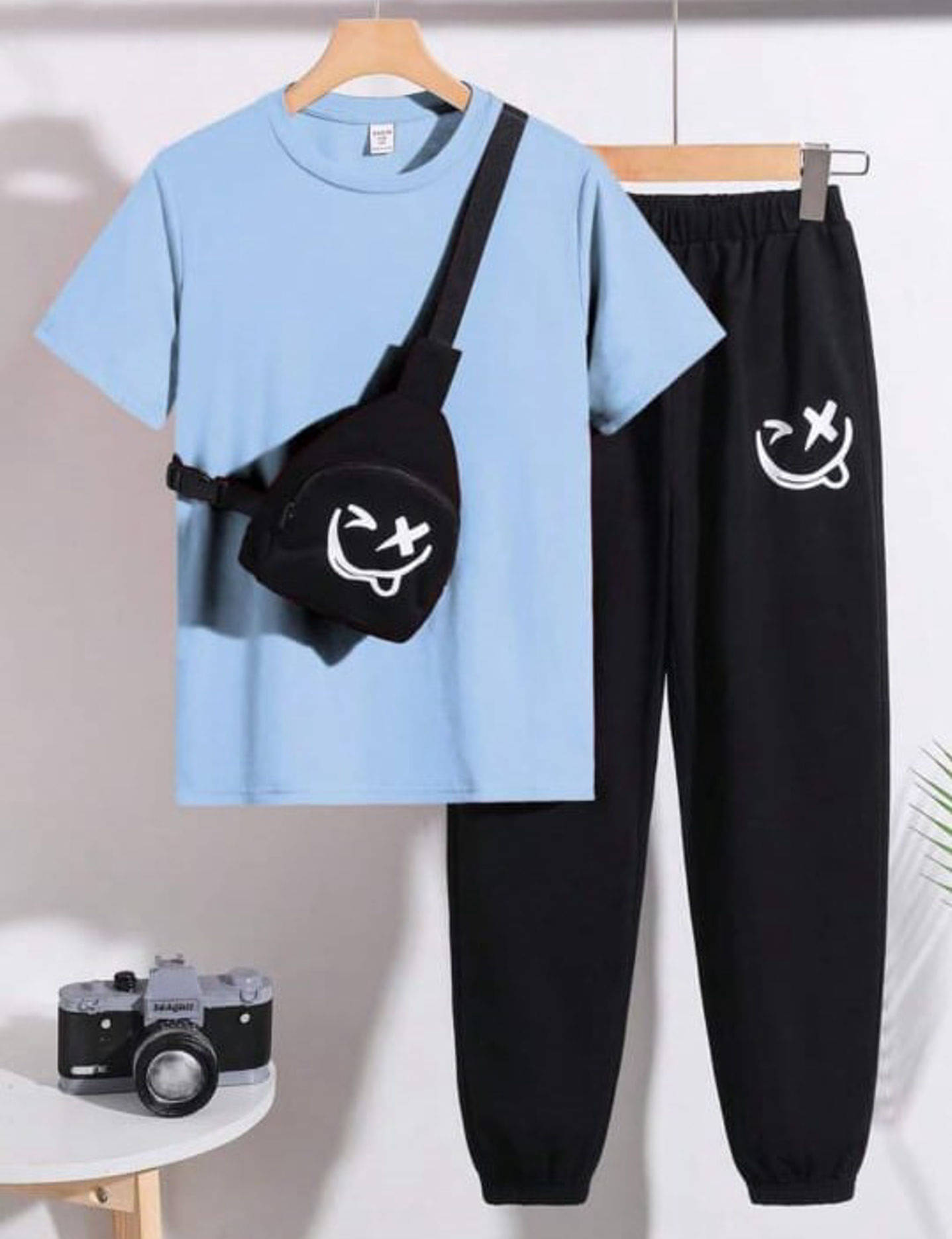 FABOZA Cotton Blend Self Design T-shirt With Capris Co-Ord Set For Boys ( Blue ) FABOZA Cotton Blend Self Design T-shirt With Capris Co-Ord Set For Boys ( Blue )