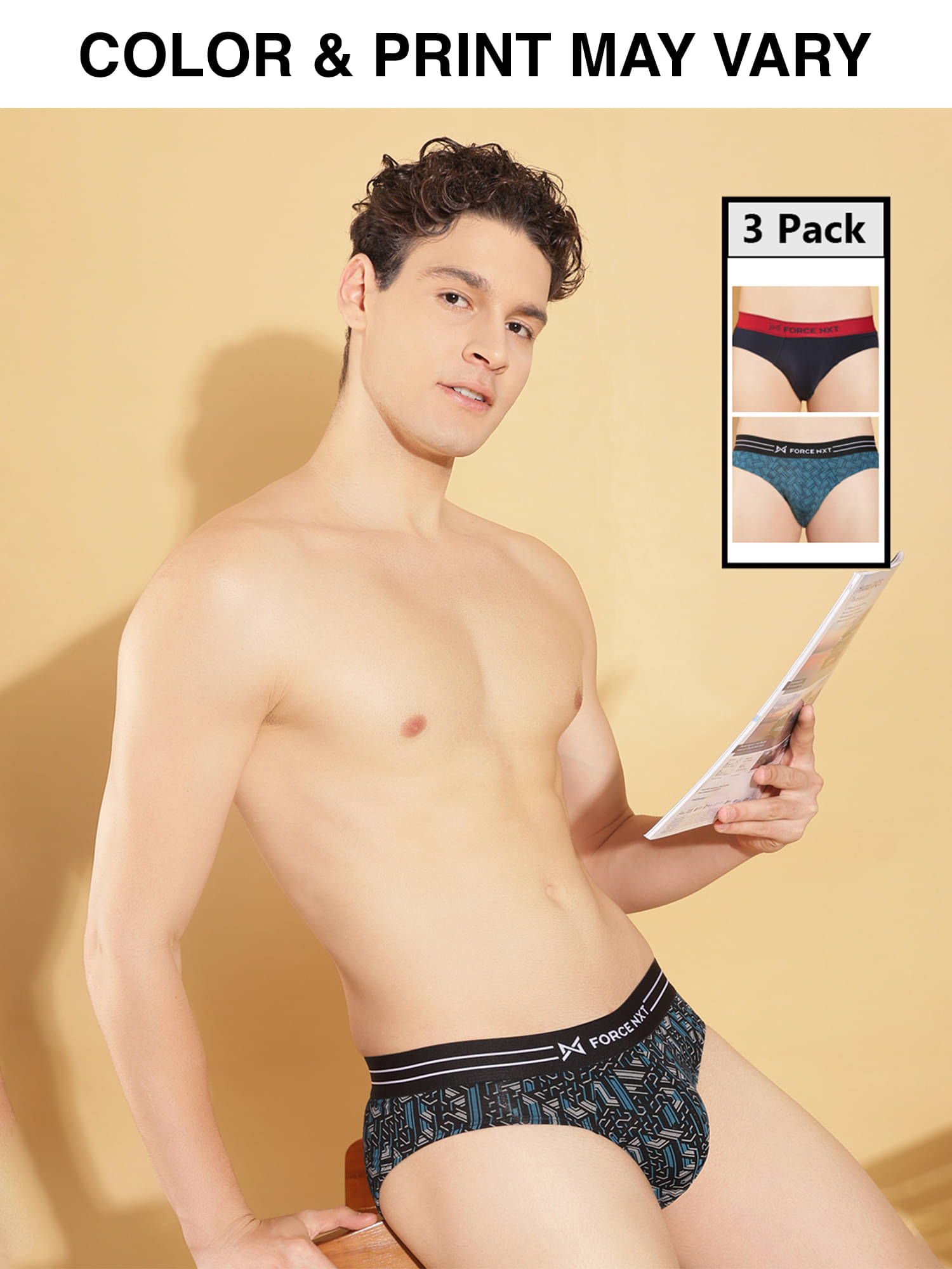     			Force NXT Pack of 3 Modal Briefs For Men's ( Multicolor )