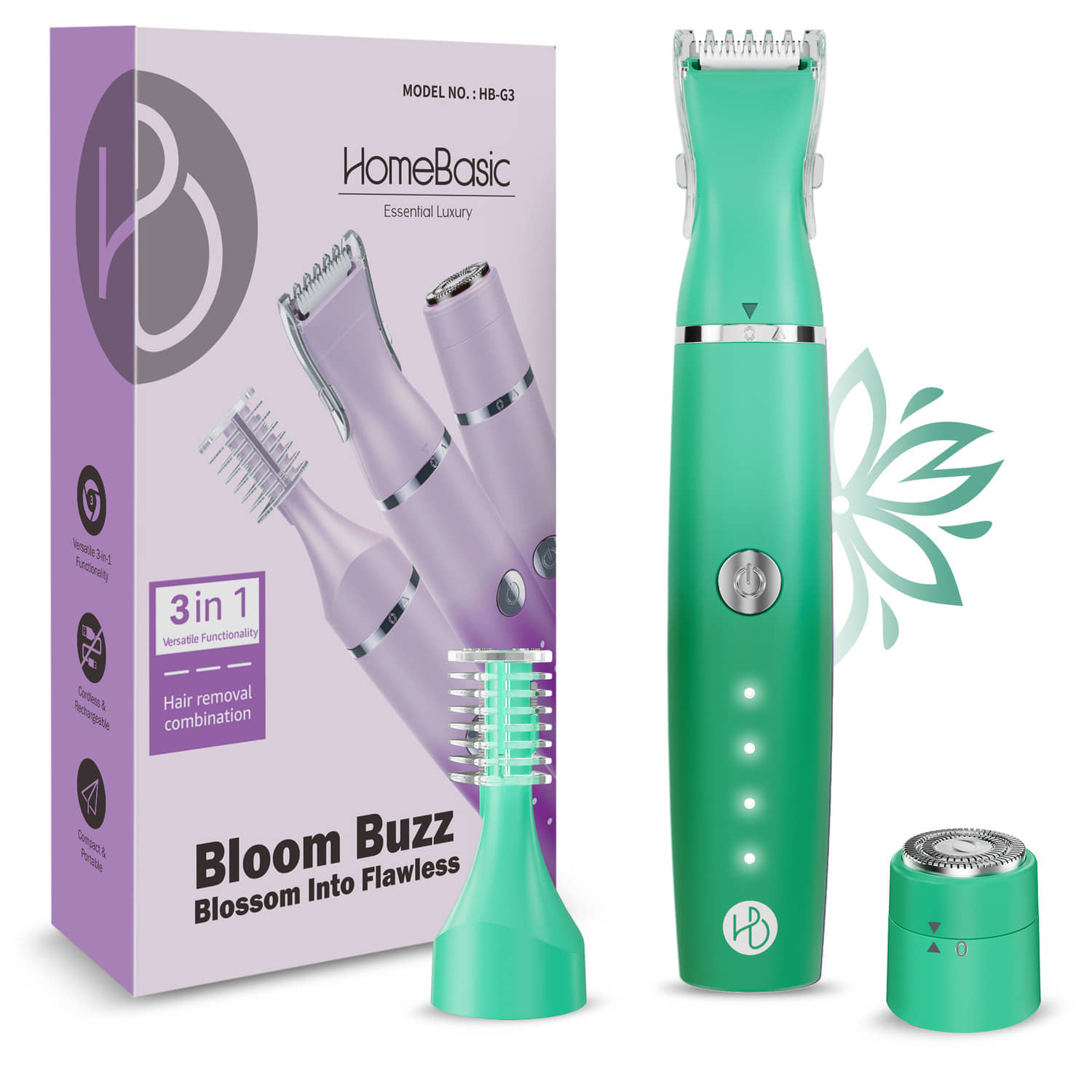HOMEBASIC Trimmer For Women Purple Cordless Eyebrow Trimmer With 100 minutes Runtime