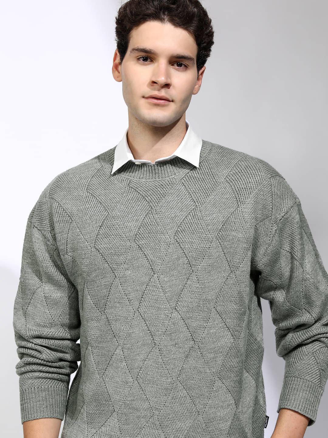     			Highlander Acrylic Round Neck Men's Full Sleeves Pullover Sweater - Grey ( Pack of 1 )
