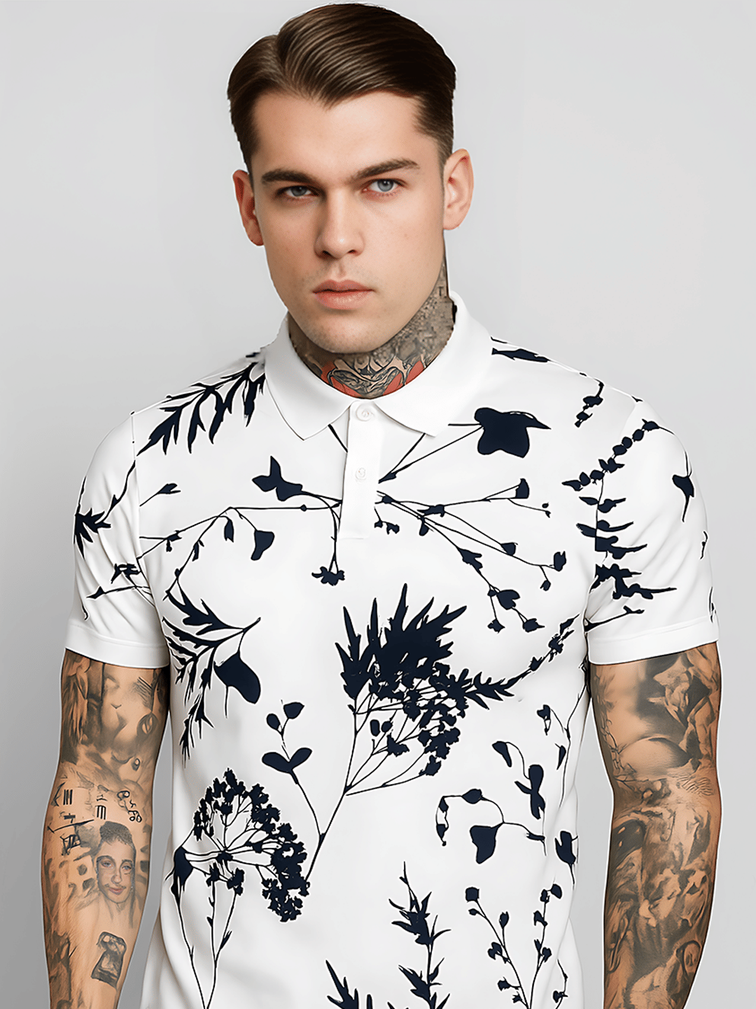 Merriment Men Polyester Regular Fit Printed Polo T Shirt ( White ) Merriment Men Polyester Regular Fit Printed Polo T Shirt ( White )