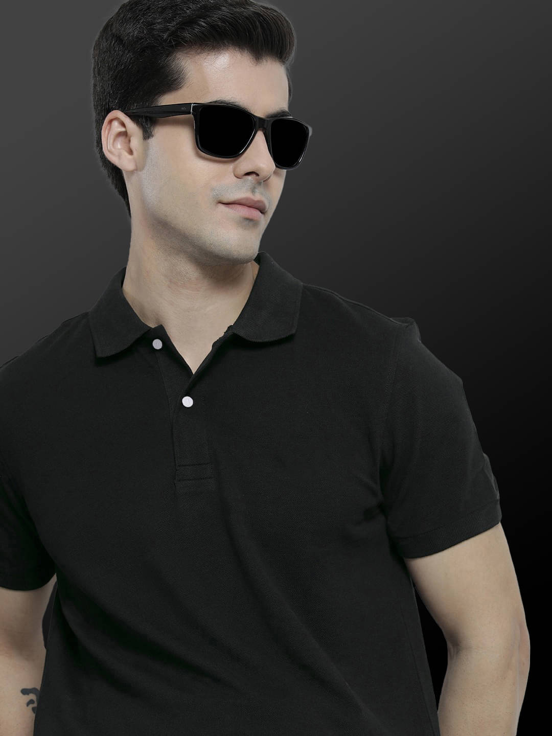 Merriment Men Polyester Regular Fit Solid Polo T Shirt ( Black ) Merriment Men Polyester Regular Fit Solid Polo T Shirt ( Black )
