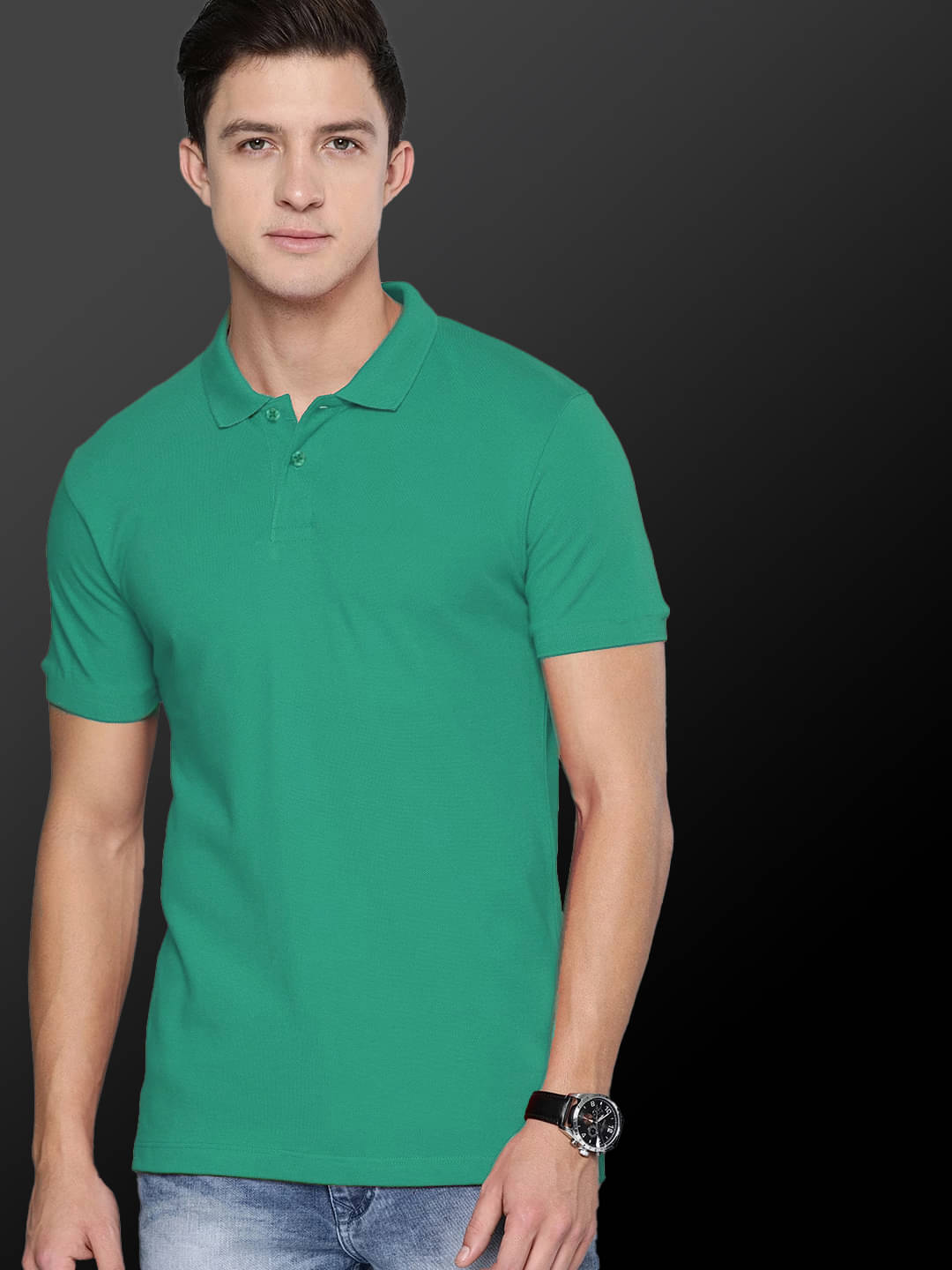 Merriment Men Polyester Regular Fit Solid Polo T Shirt ( Green ) Merriment Men Polyester Regular Fit Solid Polo T Shirt ( Green )