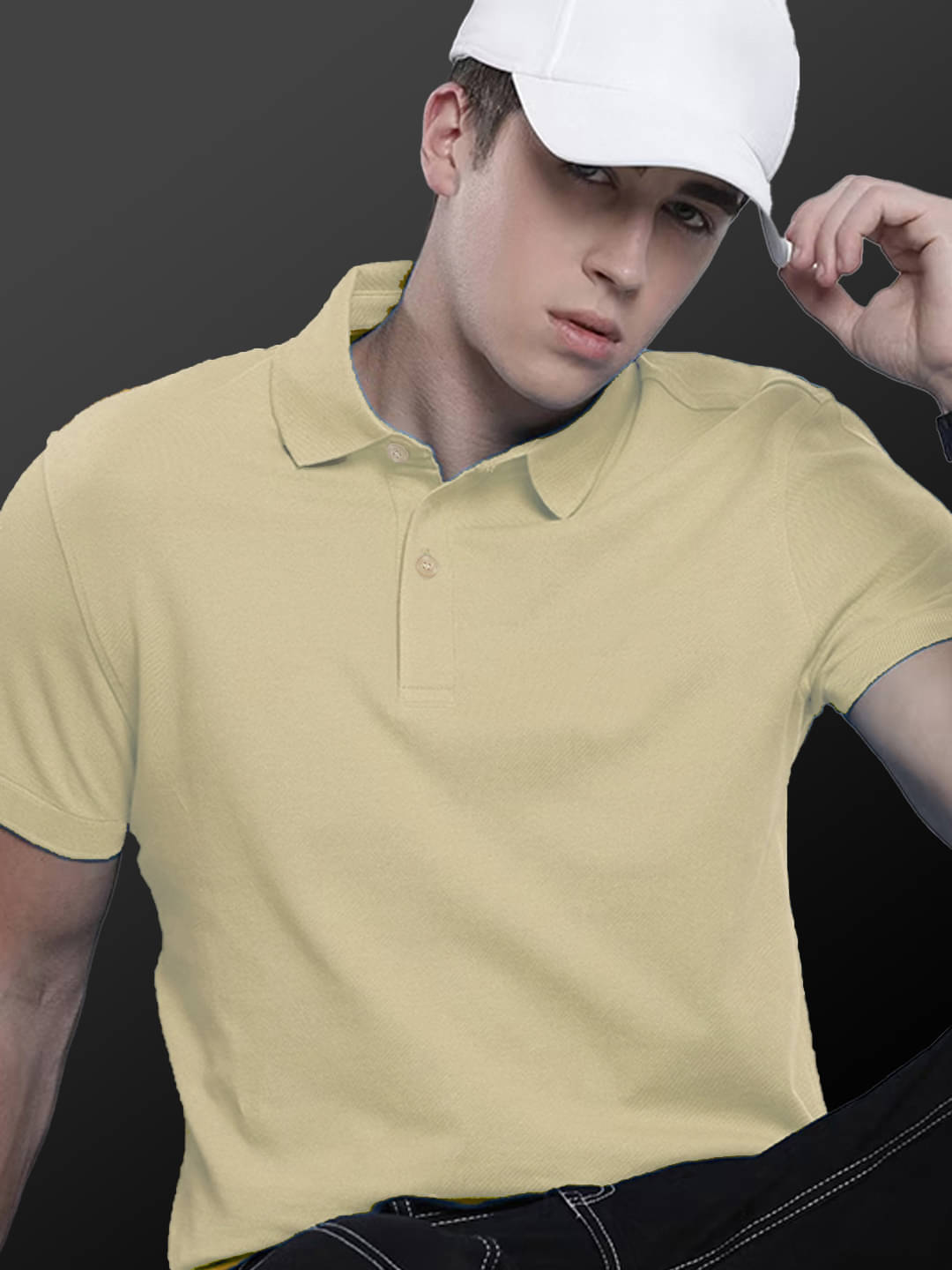 Merriment Men Polyester Regular Fit Solid Polo T Shirt ( Beige ) Merriment Men Polyester Regular Fit Solid Polo T Shirt ( Beige )