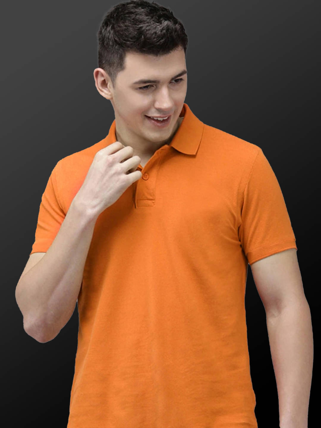 Merriment Men Polyester Regular Fit Solid Polo T Shirt ( Orange ) Merriment Men Polyester Regular Fit Solid Polo T Shirt ( Orange )