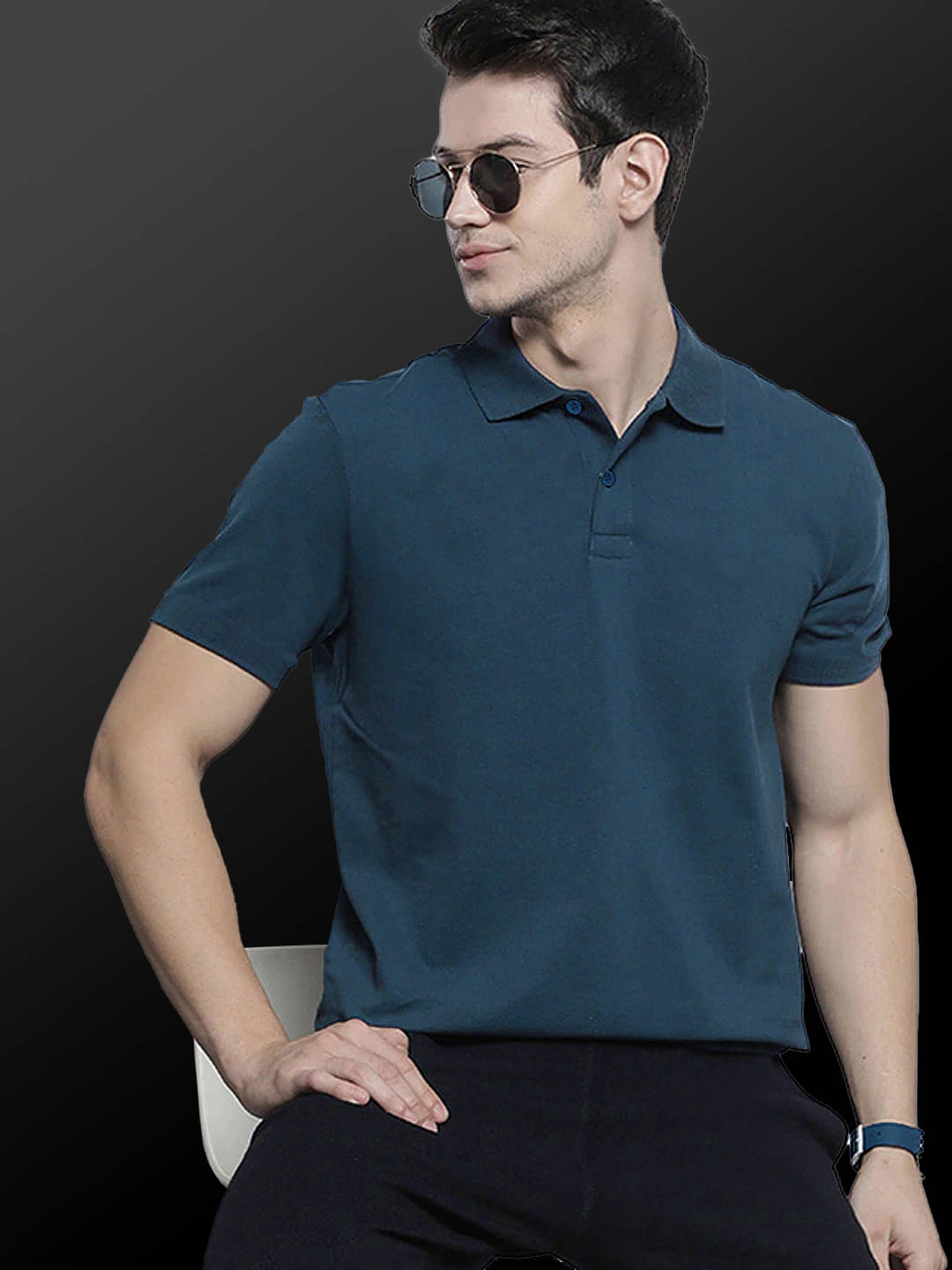 Merriment Men Polyester Regular Fit Solid Polo T Shirt ( Blue ) Merriment Men Polyester Regular Fit Solid Polo T Shirt ( Blue )
