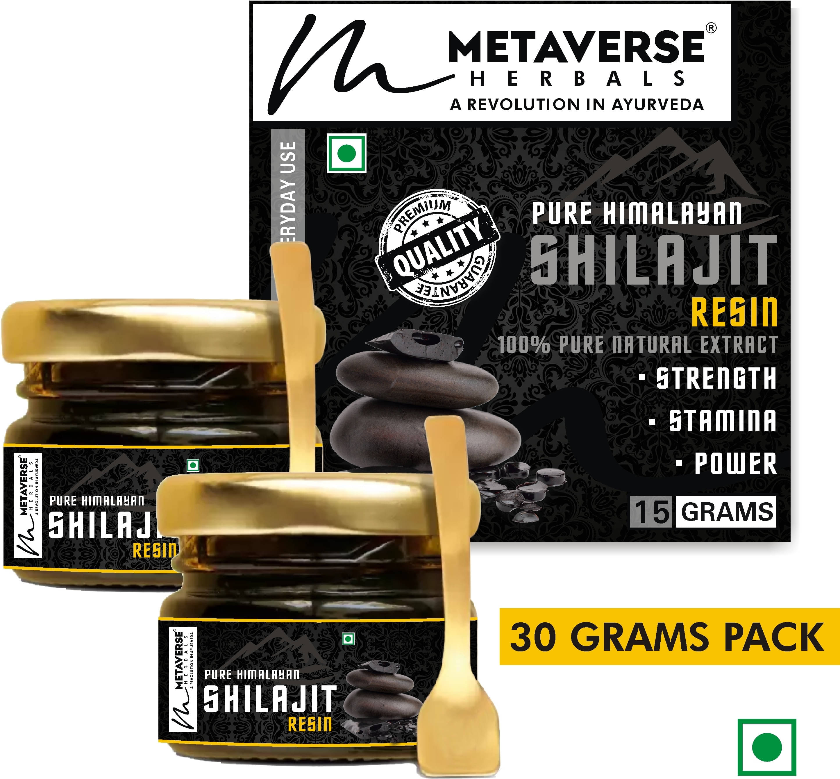     			Metaverse Ayurvedic Energy Boost Pure Himalayan Shilajit Resin for Strength and Stamina 30 gm